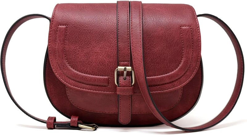 AFKOMST Crossbody Bags for Women,Small Saddle Purse and Boho Cross Body Handbags,Vegan Leather - Image 1